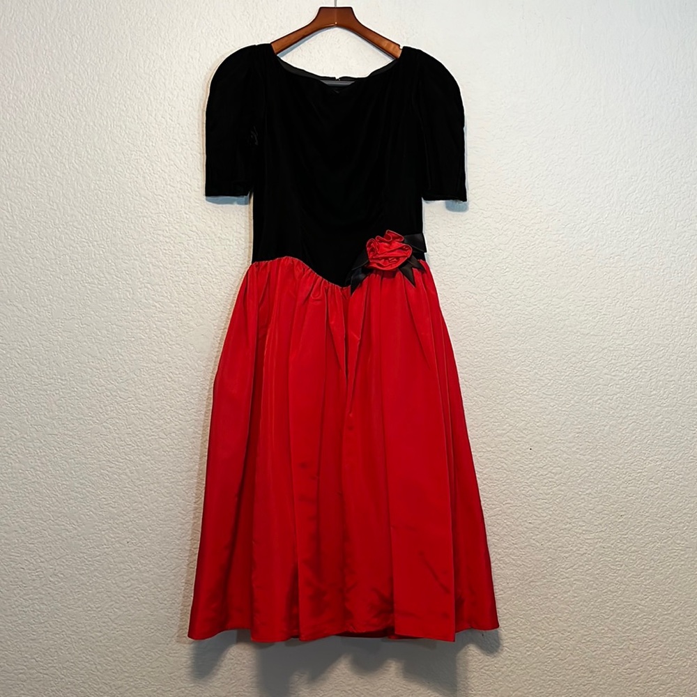 Gunne Sax Jessica McClintock Vintage Velvet Red Dress